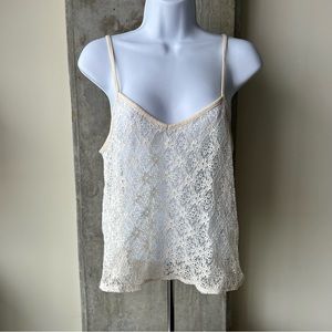 American Eagle Outfitters Cream Lace Tank - size Small